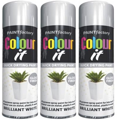 SDMAX Brilliant White Spray Paint, Fast-Drying, Non-Cracking, Smooth & Gloss Finish, Long Lasting, Easy To Use, Lightweight And Portable, Multipurpose Use, 250ml (3PCS)