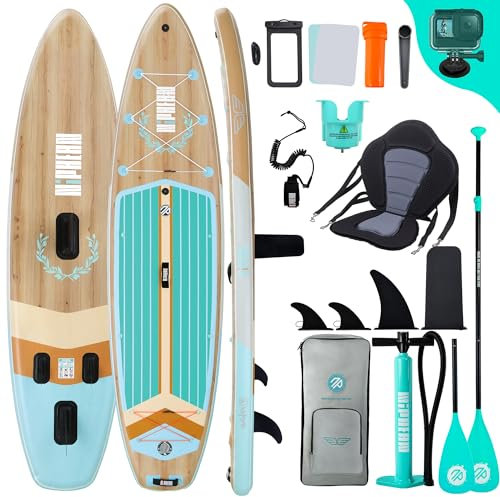 Niphean (Extra Groß) Stand Up Paddling Board, SUP für 2+1 Personen/Familien, SUP Board mit (Anfängergeeignet) Balancierflügel, wasserdichte Handyhülle, Stand Up Paddle Board for Adults, Geschenkideen