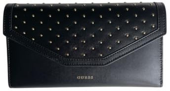 Guess Porte-documents en cuir noir, Noir , Moderne