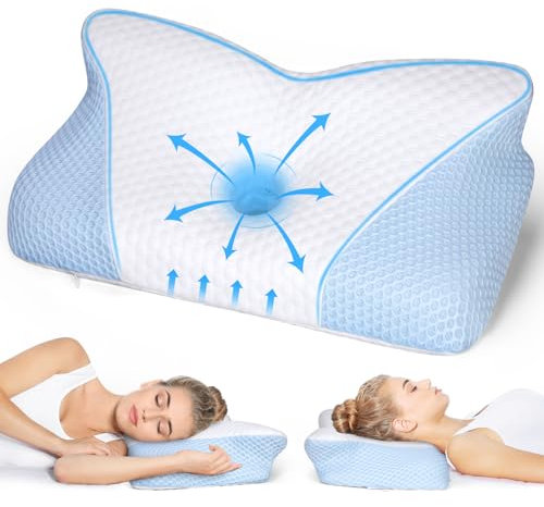 KTMOUW Oreiller Ergonomique Cervical Oreiller Memoire Forme Coussin Cervicale Anti Ronflement pour Douleurs Cervicales,Oreiller Orthopédique pour Les Dormeurs sur Le côté, Le Dos et Le Ventre Blanc