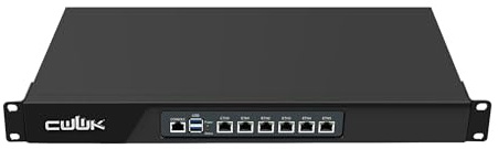 CWWK 1U N100 Firewall Appliance Rackmount, 19” Rack Firewall Hardware mit 6 Ports i226-V 2.5GbE LAN, U1 OPNsense Homelab Server DDR5 8GB RAM 64GB SSD, HD + VGA 2-Display, AES-NI