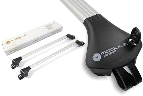 Modula Case System OvalBar Kompletter Aluminium-Dachträger Relingträger kompatibel mit VW Volkswagen Touran I 1T MPV 2003-2009 mit offener Dachreling, abschließbar, Nutzlast 75 kg