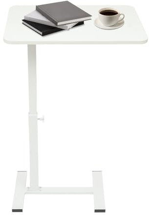 Caskunbsy Nachttisch,Betttisch auf Rollen Höhenverstellbar,Verstellbarer Betttisch für Krankenhaus und Heim,Rollender Laptop-Tisch (Weiß)