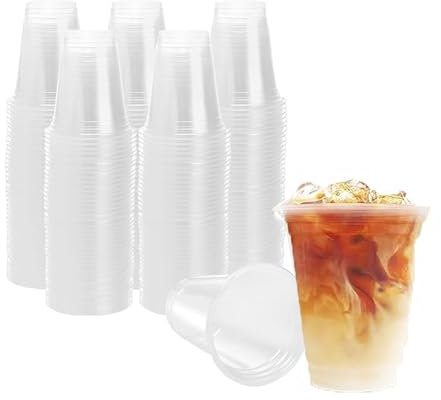 MUKSEUT 200 Pack 12oz Clear Plastic Cups, 350 ml Plastic Drinking Cups, Plastics Cup Tumblers for Party, Gatherings, Picnics, Wedding