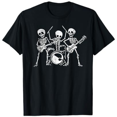 vintage rock skeleton band music guitar bass drum T-Shirt