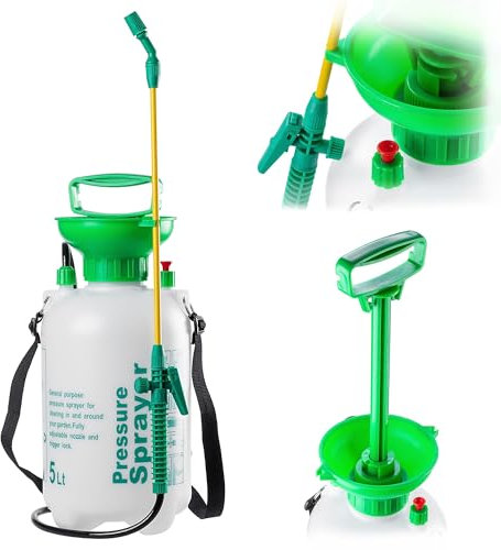 KADAX Drucksprüher 5L, Sprühflasche, Drucksprühgerät, Pumpsprühflasche, Gartenspritze, Pflanzensprüher, Unkrautspritze, Blumensprühflasche, Handsprüher
