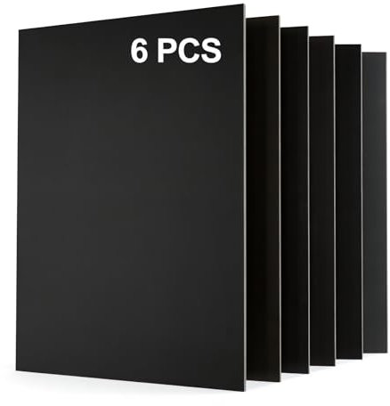 Uadme Pannello Compensato Colorato, 6 Pezzi Fogli di Legno 3 mm, A4 297x210 mm Legno Grezzo per Incisione Laser, per DIY Regali, Modelli e Progetti Artistici Creativi (Nero)