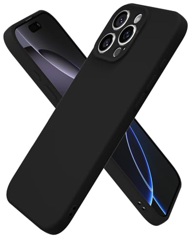oakxco for iPhone 16 Pro Max Case Silicone, Ultra Slim Thin Phone Case for Women Girls, Plain Solid Color Minimalist Aesthetic Cute Girly Design, Soft Rubber Gel TPU with Camera Cover, Black