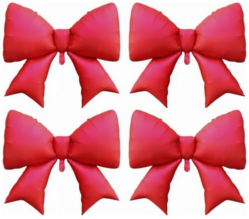 DazzJoy 4 Stück Schleifen Luftballons Rot, XXL Luftballon Schleifen Deko Geburtstag, Schleife Folienballon für Hochzeit, Prinzessin Geburtstag Deko Mädchen, Kindergeburtstag, Babyparty Dekoration