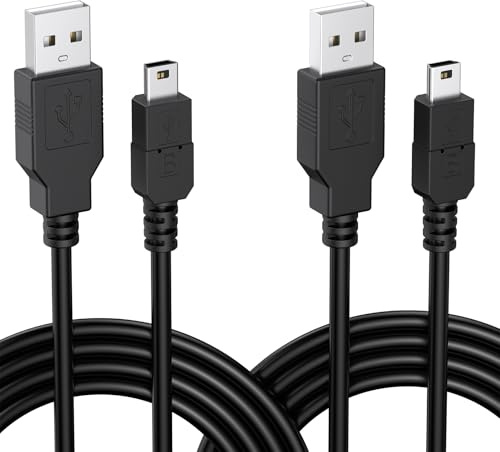Tobfit Lot de 2 mini câbles USB pour manette PS3, cordon de charge de données de 1,8 m pour PlayStation 3/PS Move, calculatrice TI-84 Plus CE, appareil photo numérique