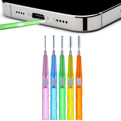 5 Pcs Mini Phone Cleaning Kit, Anti-Clogging Brushes for Charging Ports, Speaker, Headphone, and Receiver, Multi-Function Dust Remover for Phones, Tablets, Cameras & Electronics