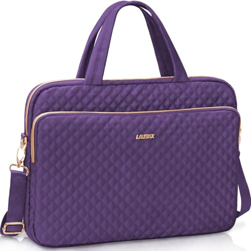 Lausiax Laptop Case Bag Women Men Computer Sleeve Compatible with MacBook/Dell/HP/Acer/ASUS, Waterproof Shoulder Carrying Briefcase, Purple, 15.6-16 Inch