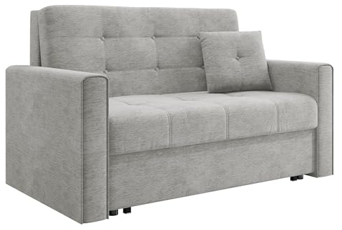 Mirjan24 Sofa Viva II Lux mit Schlaffunktion, Bettsofa, 2 Sitzer Polstersofa mit Bettkasten inkl. Kissen, Schlafsofa Sofagarnitur, Wohnlandschaft, Farbauswahl (Nazar 225.05)
