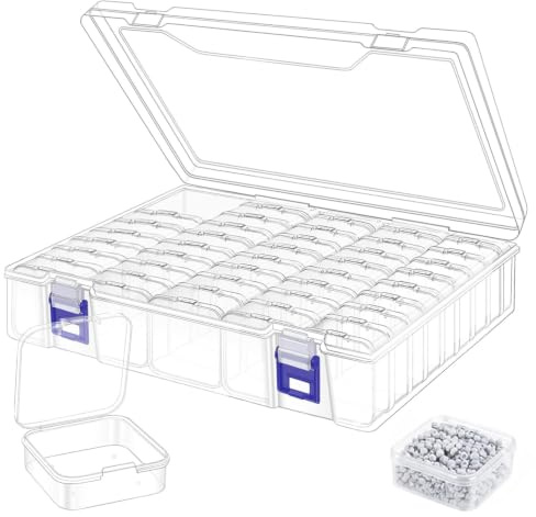 AXVRAV 45 Transparente Sortierboxen für Kleinteile mit großer Aufbewahrungsbox, Mini Bügelperlen Sortierbox aus Kunststoff mit Klappdeckel Aufbewahrungsboxen für Perlen Pille Schmuck Diamond Painting