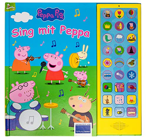 PI Kids Peppa Pig - Sing mit Peppa - 27-Button-Soundbuch für Kinder ab 3 Jahren - mit bekannten Kinderliedern und Geräuschen - Peppa Wutz: Tönendes Buch
