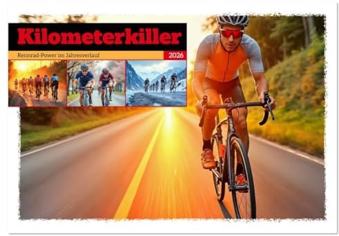 Kilometerkiller - Rennrad-Power im Jahresverlauf (Wandkalender 2026 DIN A3 quer), CALVENDO Monatskalender: Rennrad-Action in beeindruckenden Bildern (CALVENDO Sport)