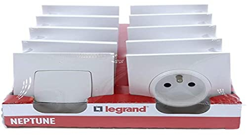 LEGRAND - Lot de 2 Interrupteurs ou Va-et-vient + 8 Prises de Courant avec Terre Neptune - Connexion par Bornes Automatiques - Blanc