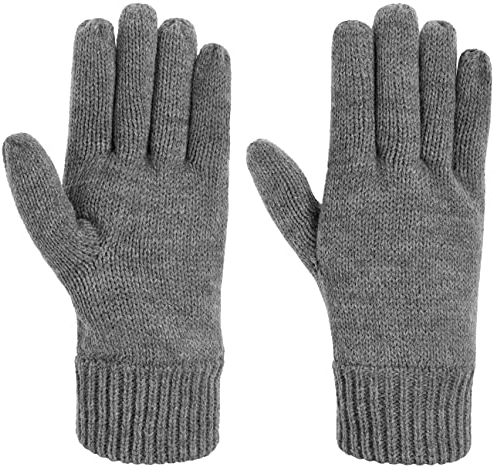 Lipodo Thinsulate 3M Strickhandschuhe Damen/Herren - Handschuhe mit Fleecefutter - Herbst/Winter- Outdoor Fingerhandschuhe- Elastischer Rippstrick - grau M