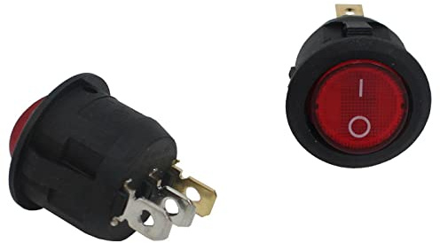 Lumonic 5x Kunststoff Wippschalter Ausschalter d=23mm in Farbe Rot I mit einem 4,8x0,8mm Stecker Flachstecker I Geeignet für 250V 6A