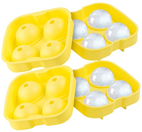 infactory Eiswürfelform rund: 2er-Set Silikon-Eiswürfelform Ice Balls für 8 XXL-Eiskugeln, Ø 45 mm (runde Eiswürfel, Eisball Form, Eiswürfelbehälter)