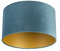 QAZQA Baumwolle Velour Lampenschirm blau 35I35I20 mit Gold I Messingener Innenseite,