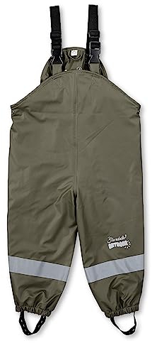 Sterntaler Kleinkind Unisex Regenhose Kinder Träger Regenträgerhose gefüttert - Wasserdicht mit Druckknopf und verschweißten Nähten - dunkelgrün, 86