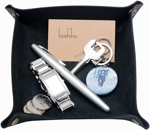 Boshiho Taschenleerer aus echtem Leder Ledertablett Organizer Valet Tray Praktische Aufbewahrungsbox für Key Change Caddy, Bedside Tiny Coin Cash Box