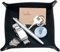 Boshiho Leather Valet Tray - Cowhide leather Catchall Coin Tray for Key Change Caddy, Bedside Tiny Tray Key Phone Jewelry Storage Container Box (Black)