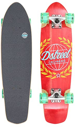 DSTREET Cruiser Atlas Skateboard, Unisex, Erwachsene, Rot (Red), 28 Zoll