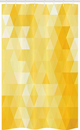ABAKUHAUS Jaune Rideau de Douche Stalle, Triangle géométrique, Ensemble de Salle de Bain en Tissu en Crochets, 120 x 180 cm, Jaune