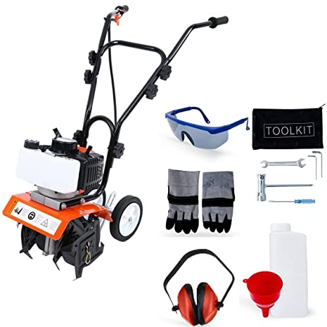 Dealourus - Motocoltivatore con motore a benzina da 52 cc - 3 CV- 2 tempi - Leggero, compatto e Potente - Maniglie sicure - Progettato per essere Durevole e Robusto