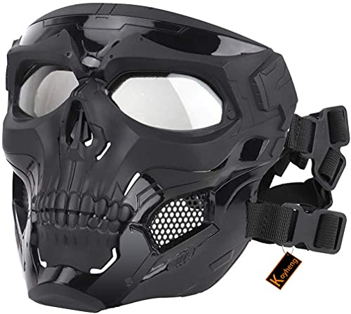 Taktische Airsoft Schädel Masken Vollgesichts-, Erwachsenen Deluxe Maske Augenschutz Für Halloween BB Paintball Gun Patriots CS Spiel Cosplay Party Halloween Cosplay Zombie Scary Skeleton Masken