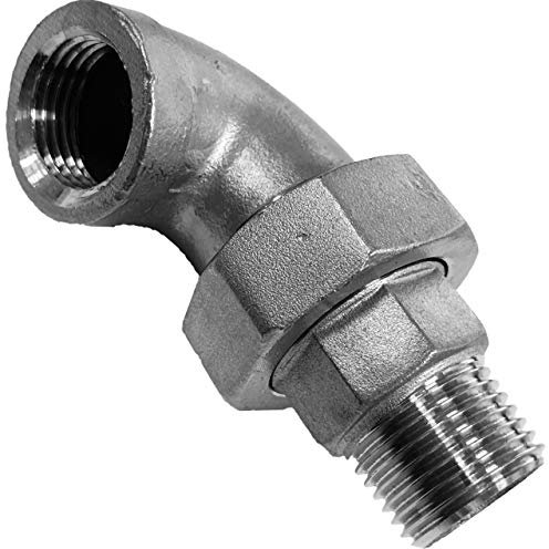 MegaHaustechnik Winkel Verschraubung 90° Grad flach dichtend aus V4A Edelstahl 1 1/2 Zoll Innengewinde und Außengewinde IG x AG DN40 Gewinde Fitting Trinkwasser Rohr Kupplung Verbinder Anschluss