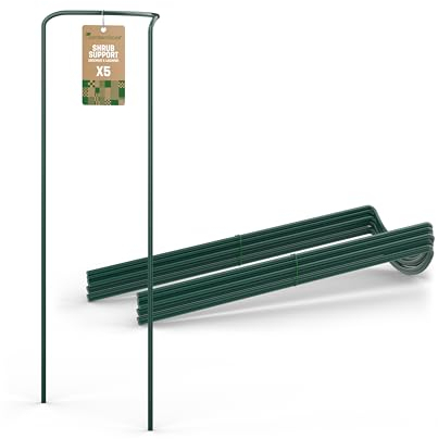 GardenGloss® Strauchstützen aus beschichtetem Stahl (5 Stück) - Staudenhalter halbrund 100cm x 40cm - Blumenstütze für Hortensien und Rosen - Pflanzenstütze aus Stahl