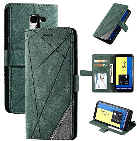 Custodia per Samsung Galaxy J6 2018 ,Custodia in Pelle Custodia per Samsung SM-J600F/DS Galaxy J6 2018 / SM-J600G/DS SM-J600FN SM-J600FZ SM-J600L SM-J600N / Galaxy On6 2018 Custodia Cover Case Green