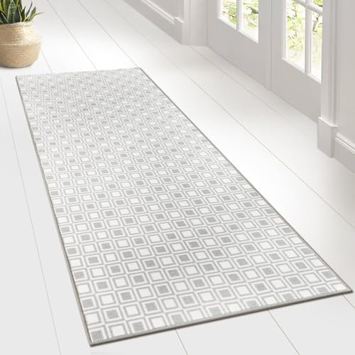Floordirekt Teppichläufer mit Muster - maßgefertigter Feinschlingen Teppich Läufer für Küche, Flur & Wohnraum - Ornament Vintage Orient Gitter (80 x 100 cm, Bray)