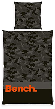 Bench Bettwäsche-Set, Nature Inspired, Kopfkissenbezug ca. 70x90 cm, Bettbezug ca. 140x200 cm, Mit leichtläufigem Markenreißverschluss, 100 % Baumwolle, Farbe: Grau Tarnmuster, Art.Nr.: 4412607077