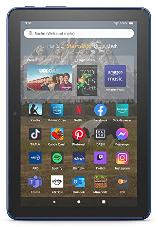 Zertifiziert und generalüberholt Fire HD 8-Tablet, 8-Zoll-HD-Display, 32 GB, 30% schnellerer Prozessor, für Unterhaltung unterwegs (2022), blau, mit Werbung