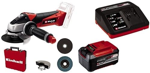 Einhell Meuleuse d'angle 115mm sans fil TE- AG 18/115 Li-Solo Power X-Change (18V, Régime : 8500 trs/min, Profondeur de coupe : 28 mm) avec Chargeur et Batterie 5,2Ah