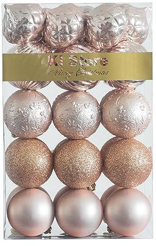 KI Store 30 pezzi Palline di Natale 6cm oro rosa Albero di Natale Ornamenti di Decorazione infrangibile Palle per Appendere Natale Decorazioni Festival Decorazioni Natalizie