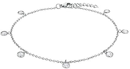 Amor Fußkette für Damen, Edelstahl, Zirkonia (synth.)
