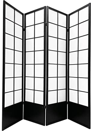 Fine Asianliving Paravent Japanische Trennwand Shoji B180xH180cm Raumteiler Schwarz - Miura Japanische Paravent Raumteiler Shoji Raumtrenner Spanische Wand Sichtschutz Trennwand