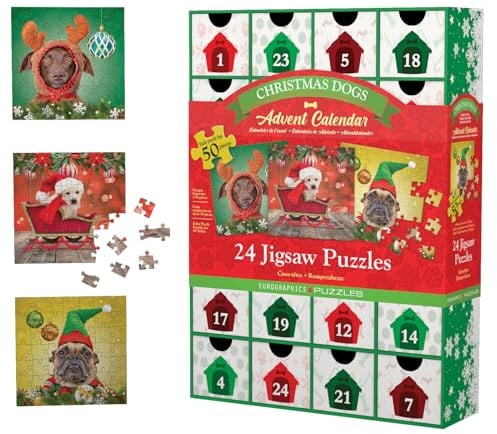 Eurographics 8924-5738 Adventkalender-Christmas Dogs Puzzle