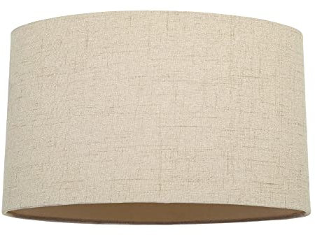 Contemporary and Sleek Taupe Stitched Effect Linen Fabric Oval Lamp Shade 60w Maximum | 30cm Width | for Table Lamp, Wall or Pendant | Inner Cream Satin Lining by Happy Homewares