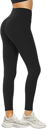 DDOBB Leggings Damen High Waist Sportleggins Lang Schwarz Leggins Blickdicht Bauchweg Sporthose Elastisch Yogahose Gym Festival Outfit(#02-Schwarz, (DE50-52)=XXL)