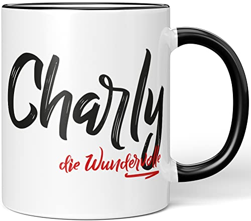 JUNIWORDS Tasse, Charly, die Wundervolle, Schwarz (5220149)