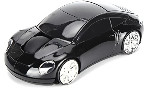 ASHATA 2.4G Wireless Mouse, Cute Car Mouse with USB Reciver, 1600DPI Optical Mice for PC Computer Laptop Tablet, with LED Light (Black)