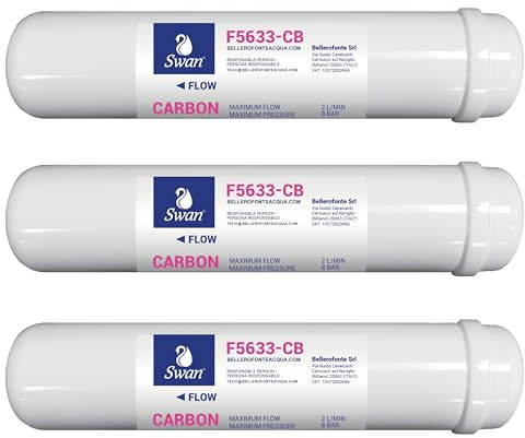 Swan 3 Filtri in Linea per impianti osmosi inversa Carbon Block CTO 12” (28 cm) 5 Micron. In – Out ¼” (6 cm) filettato FF
