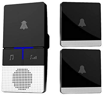 SISWIM Wireless Doorbell Creative Wireless Doorbell Wall Plug-in Cordless Doorbell Kit 100 Meters Range 38 Music 5 Level Volume Door Bell (Color : Black B)
