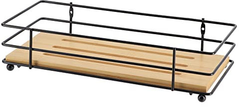 Tendance - Panier rectangulaire Structure Metal Plateau Bambou - Noir Bambou